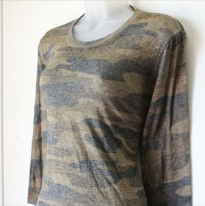 Lucky Brand Camo Long Sleeve Tee Lightweight Thin Burnout Women's Small S EUC